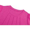 imageOFEEFAN Womens Summer Tops Pleated Swiss Dot Puff Sleeve Crew Neck T Shirts Loose Casual S3XLEhot Pink