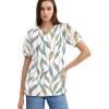 imageOFEEFAN Womens Summer Tops Pleated Swiss Dot Puff Sleeve Crew Neck T Shirts Loose Casual S3XLFloral Leaf