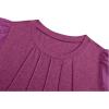 imageOFEEFAN Womens Summer Tops Pleated Swiss Dot Puff Sleeve Crew Neck T Shirts Loose Casual S3XLFmaroon