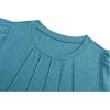 imageOFEEFAN Womens Summer Tops Pleated Swiss Dot Puff Sleeve Crew Neck T Shirts Loose Casual S3XLGturquoise