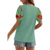 imageOFEEFAN Womens Summer Tops Pleated Swiss Dot Puff Sleeve Crew Neck T Shirts Loose Casual S3XLLight Green
