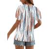 imageOFEEFAN Womens Summer Tops Pleated Swiss Dot Puff Sleeve Crew Neck T Shirts Loose Casual S3XLTie Dye White