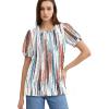 imageOFEEFAN Womens Summer Tops Pleated Swiss Dot Puff Sleeve Crew Neck T Shirts Loose Casual S3XLTie Dye White