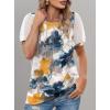 imageOFEEFAN Womens Summer Tops Pleated Swiss Dot Puff Sleeve Crew Neck T Shirts Loose Casual S3XLZ06multi Teal