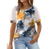 imageOFEEFAN Womens Summer Tops Pleated Swiss Dot Puff Sleeve Crew Neck T Shirts Loose Casual S3XLZ06multi Teal