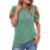 imageOFEEFAN Womens Summer Tops Pleated Swiss Dot Puff Sleeve Crew Neck T Shirts Loose Casual S3XLLight Green