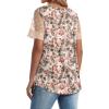 imageOFEEFAN Casual V Neck T Shirts for Women Lace Short Sleeve Curved Hem Tops Loose Fit07print Floral