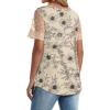 imageOFEEFAN Casual V Neck T Shirts for Women Lace Short Sleeve Curved Hem Tops Loose Fit07print Flowers
