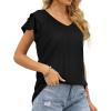 imageOFEEFAN Womens Summer Tops Ruffle Short Sleeve V Neck TShirts Casual Loose Fit1a Black
