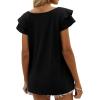 imageOFEEFAN Womens Summer Tops Ruffle Short Sleeve V Neck TShirts Casual Loose Fit1a Black