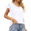 imageOFEEFAN Womens Summer Tops Ruffle Short Sleeve V Neck TShirts Casual Loose Fit1a White