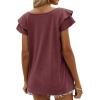 imageOFEEFAN Womens Summer Tops Ruffle Short Sleeve V Neck TShirts Casual Loose Fit2a Burgundy