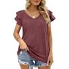 imageOFEEFAN Womens Summer Tops Ruffle Short Sleeve V Neck TShirts Casual Loose Fit2a Burgundy