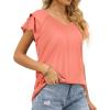 imageOFEEFAN Womens Summer Tops Ruffle Short Sleeve V Neck TShirts Casual Loose Fit2a Coral