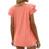 imageOFEEFAN Womens Summer Tops Ruffle Short Sleeve V Neck TShirts Casual Loose Fit2a Coral