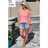 imageOFEEFAN Womens Summer Tops Ruffle Short Sleeve V Neck TShirts Casual Loose Fit2a Coral