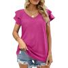 imageOFEEFAN Womens Summer Tops Ruffle Short Sleeve V Neck TShirts Casual Loose Fit2a Maroon