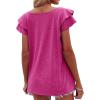 imageOFEEFAN Womens Summer Tops Ruffle Short Sleeve V Neck TShirts Casual Loose Fit2a Maroon