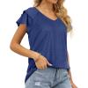 imageOFEEFAN Womens Summer Tops Ruffle Short Sleeve V Neck TShirts Casual Loose Fit2a Navy Blue