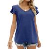 imageOFEEFAN Womens Summer Tops Ruffle Short Sleeve V Neck TShirts Casual Loose Fit2a Navy Blue