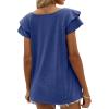 imageOFEEFAN Womens Summer Tops Ruffle Short Sleeve V Neck TShirts Casual Loose Fit2a Navy Blue