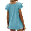 imageOFEEFAN Womens Summer Tops Ruffle Short Sleeve V Neck TShirts Casual Loose Fit2a Turquoise