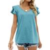 imageOFEEFAN Womens Summer Tops Ruffle Short Sleeve V Neck TShirts Casual Loose Fit2a Turquoise