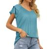 imageOFEEFAN Womens Summer Tops Ruffle Short Sleeve V Neck TShirts Casual Loose Fit2a Turquoise