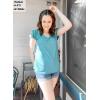 imageOFEEFAN Womens Summer Tops Ruffle Short Sleeve V Neck TShirts Casual Loose Fit2a Turquoise