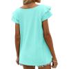 imageOFEEFAN Womens Summer Tops Ruffle Short Sleeve V Neck TShirts Casual Loose Fit3a Aqua