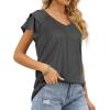 imageOFEEFAN Womens Summer Tops Ruffle Short Sleeve V Neck TShirts Casual Loose FitC Dark Grey