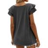 imageOFEEFAN Womens Summer Tops Ruffle Short Sleeve V Neck TShirts Casual Loose FitC Dark Grey