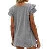 imageOFEEFAN Womens Summer Tops Ruffle Short Sleeve V Neck TShirts Casual Loose FitC Grey