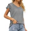 imageOFEEFAN Womens Summer Tops Ruffle Short Sleeve V Neck TShirts Casual Loose FitC Grey