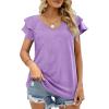 imageOFEEFAN Womens Summer Tops Ruffle Short Sleeve V Neck TShirts Casual Loose FitC Light Purple