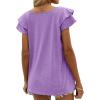 imageOFEEFAN Womens Summer Tops Ruffle Short Sleeve V Neck TShirts Casual Loose FitC Light Purple