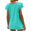 imageOFEEFAN Womens Summer Tops Ruffle Short Sleeve V Neck TShirts Casual Loose FitD Cyan