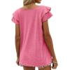 imageOFEEFAN Womens Summer Tops Ruffle Short Sleeve V Neck TShirts Casual Loose FitD Light Pink