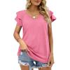 imageOFEEFAN Womens Summer Tops Ruffle Short Sleeve V Neck TShirts Casual Loose FitD Light Pink