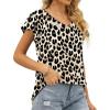 imageOFEEFAN Womens Summer Tops Ruffle Short Sleeve V Neck TShirts Casual Loose FitFloral Leopard