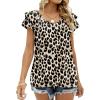 imageOFEEFAN Womens Summer Tops Ruffle Short Sleeve V Neck TShirts Casual Loose FitFloral Leopard