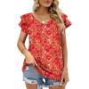 imageOFEEFAN Womens Summer Tops Ruffle Short Sleeve V Neck TShirts Casual Loose FitFloral Multicolor