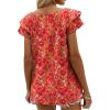 imageOFEEFAN Womens Summer Tops Ruffle Short Sleeve V Neck TShirts Casual Loose FitFloral Multicolor