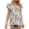 imageOFEEFAN Womens Summer Tops Ruffle Short Sleeve V Neck TShirts Casual Loose FitFloral Polka Dot