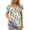 imageOFEEFAN Womens Summer Tops Ruffle Short Sleeve V Neck TShirts Casual Loose FitFloral Polka Dot