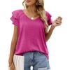 imageOFEEFAN Womens Summer Tops Ruffle Short Sleeve V Neck TShirts Casual Loose Fit2a Maroon