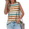 imageOFEEFAN High Neck Tank Tops for Women Loose Fit Sleeveless Top Summer Clothes Womens Tunic Tops to Wear with LeggingsPstripe Green Orange