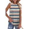 imageOFEEFAN High Neck Tank Tops for Women Loose Fit Sleeveless Top Summer Clothes Womens Tunic Tops to Wear with LeggingsPstripe Pink Blue