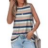 imageOFEEFAN High Neck Tank Tops for Women Loose Fit Sleeveless Top Summer Clothes Womens Tunic Tops to Wear with LeggingsPstripe Pink Blue