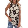 imageOFEEFAN High Neck Tank Tops for Women Loose Fit Sleeveless Top Summer Clothes Womens Tunic Tops to Wear with LeggingsQbeige Black Floral